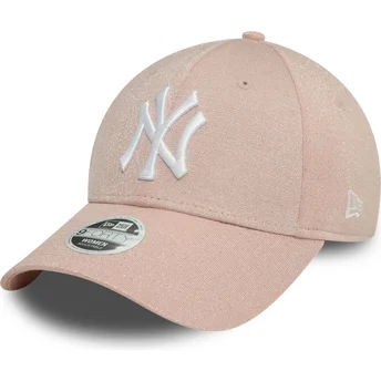 Gorra curva rosa ajustable para mujer 9FORTY Glitter de New York Yankees MLB de New Era