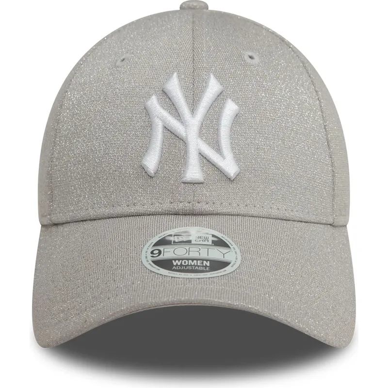 graue-verstellbare-curved-cap-fur-damen-9forty-glitter-der-new-york-yankees-mlb-von-new-era