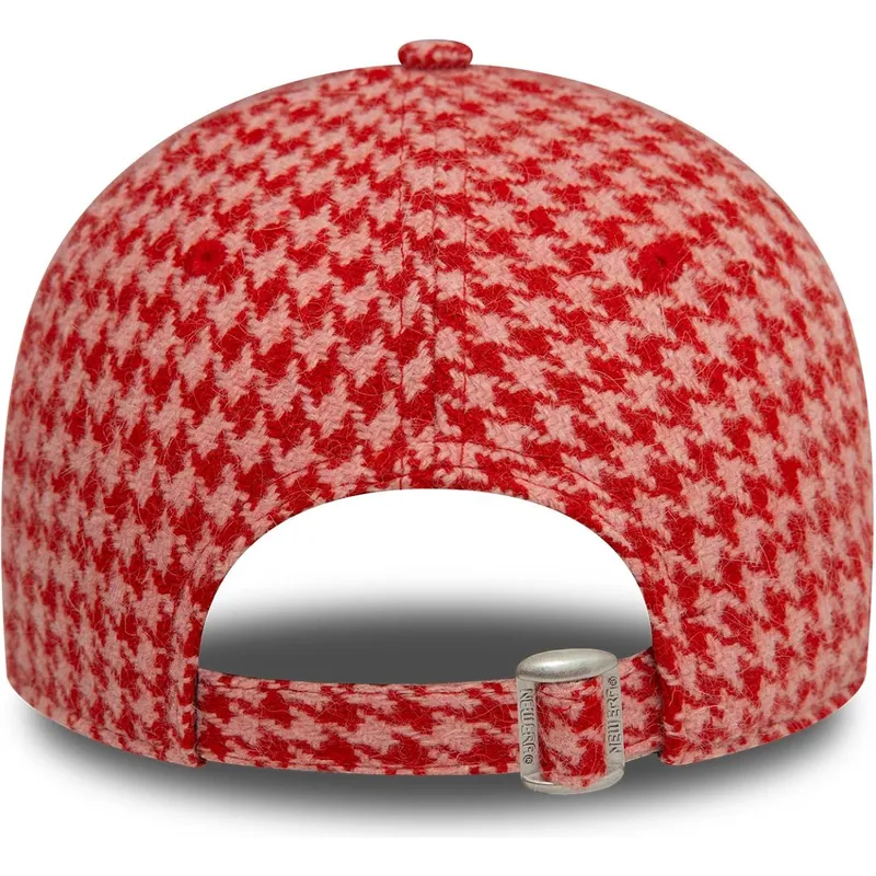 casquette-courbee-rose-ajustable-pour-femme-9forty-houndstooth-new-york-yankees-mlb-new-era