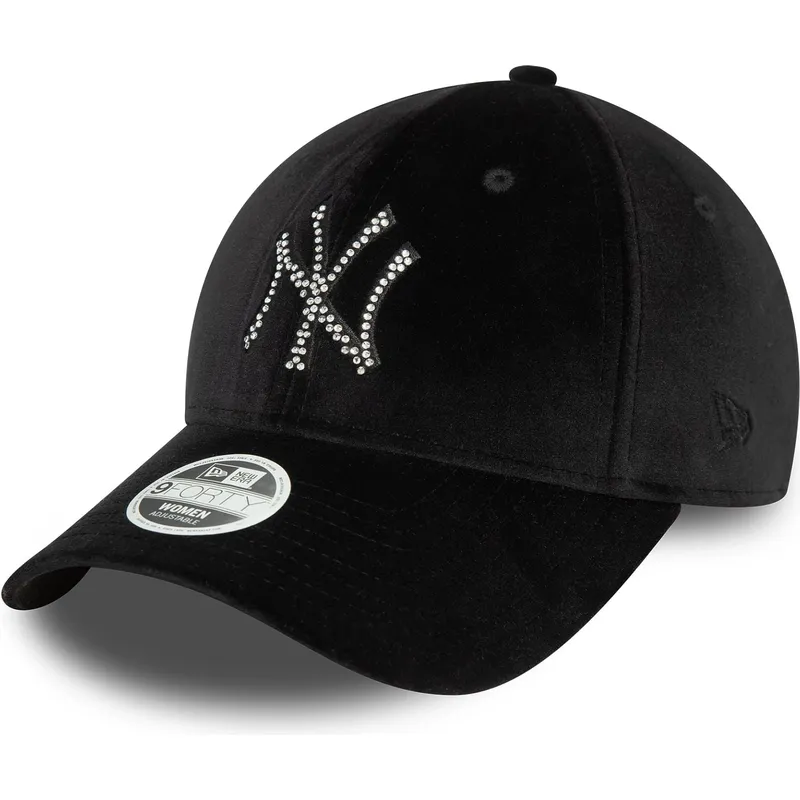 cepur-izliekta-melns-regulejams-9forty-velour-diamante-no-new-york-yankees-mlb-no-new-era