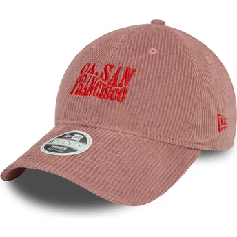 Gorra curva rosa ajustable para mujer 9TWENTY Cord de San Francisco Ciudades y Playas California de New Era