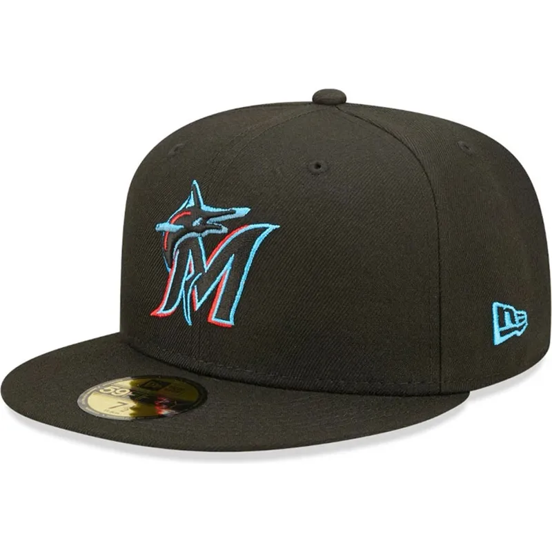 cepur-plakana-melns-pieguloss-59fifty-ac-perf-no-miami-marlins-mlb-no-new-era