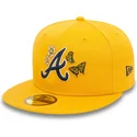gelbe-eng-anliegende-59fifty-icon-kappe-der-atlanta-braves-mlb-von-new-era