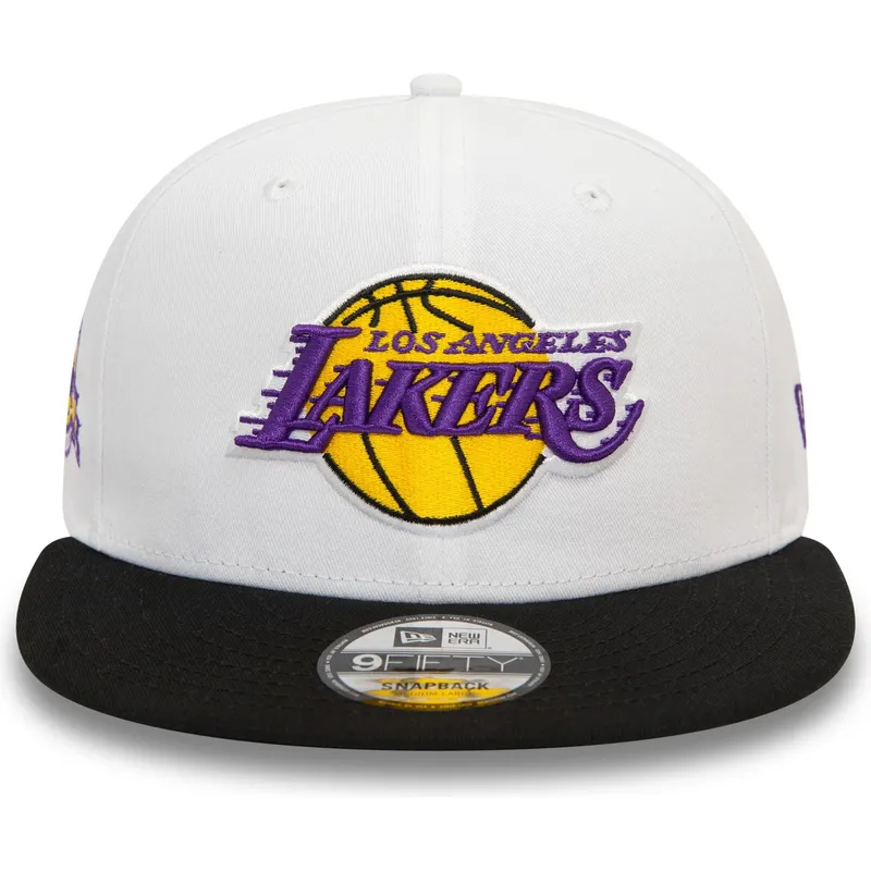 cepur-plakana-melns-snapback-9fifty-white-crown-patch-no-los-angeles-lakers-nba-no-new-era