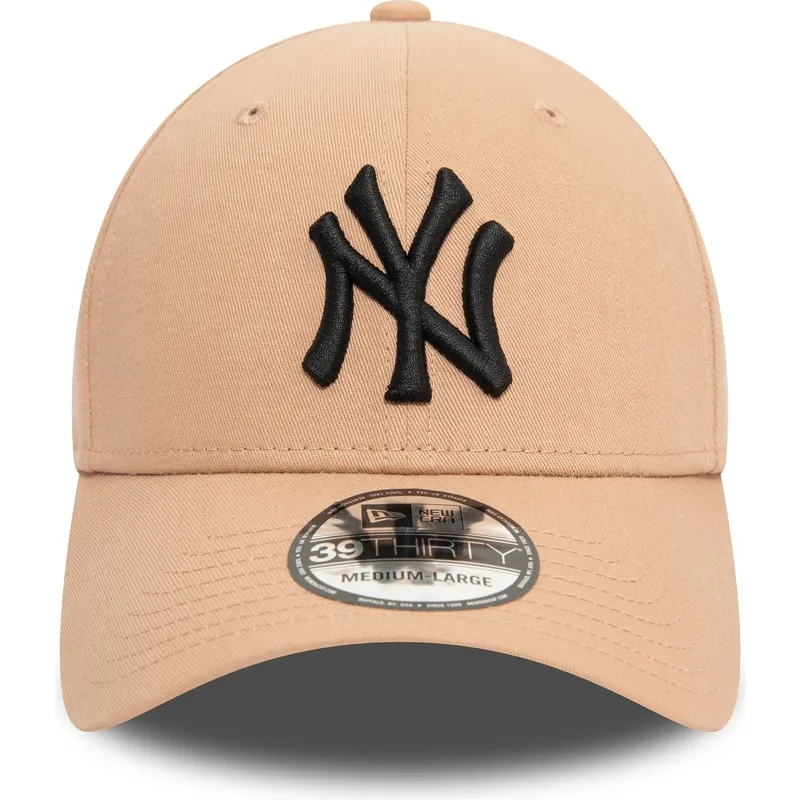 beige-gebogener-fitted-cap-mit-schwarzem-logo-39thirty-league-essential-der-new-york-yankees-mlb-von-new-era