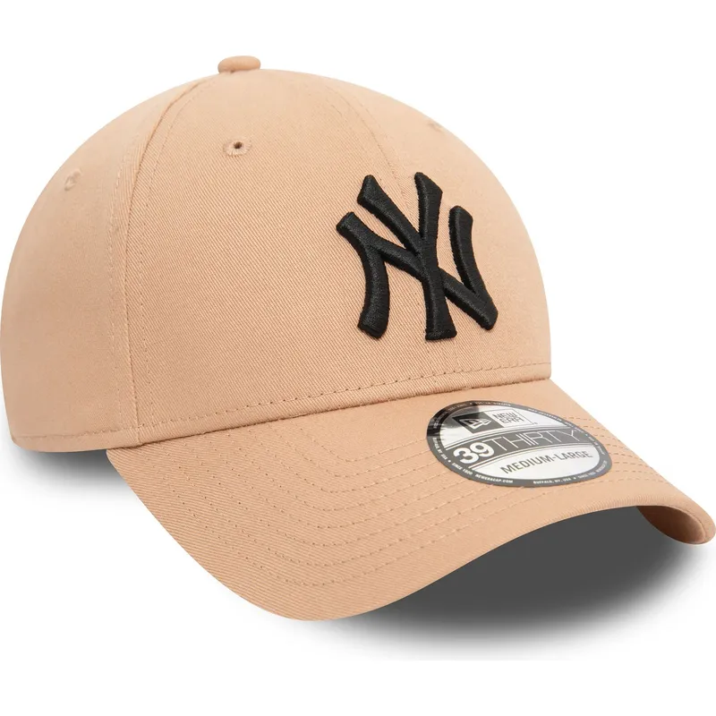 beige-gebogener-fitted-cap-mit-schwarzem-logo-39thirty-league-essential-der-new-york-yankees-mlb-von-new-era