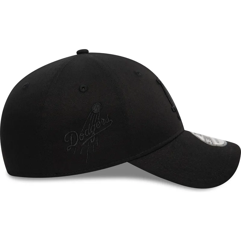 schwarze-anpassbare-gebogene-kappe-mit-schwarzem-logo-39thirty-monochrome-der-los-angeles-dodgers-mlb-von-new-era