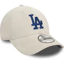 new-era-curved-brim-blue-logo-39thirty-faux-suede-los-angeles-dodgers-mlb-beige-fitted-cap