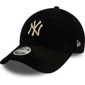 new-era-curved-brim-women-9forty-cord-new-york-yankees-mlb-black-adjustable-cap-with-beige-logo