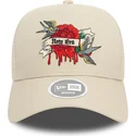 beige-damen-trucker-cap-9forty-e-frame-flower-bird-von-new-era