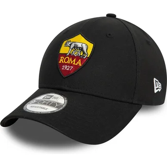 Cepur izliekta melns regulējama lente 9FORTY Core no Associazione Sportiva Roma Serie A no New Era