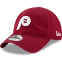 dunkelrote-verstellbare-curved-cap-9twenty-core-classic-der-philadelphia-phillies-mlb-von-new-era