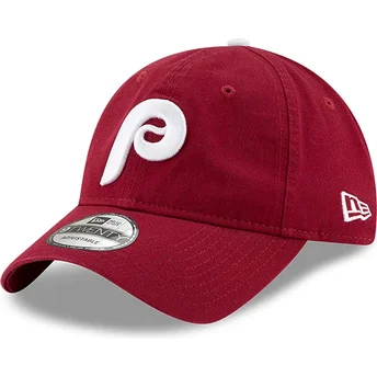 Cepur izliekta sarkans regulējama lente 9TWENTY Core Classic no Philadelphia Phillies MLB no New Era