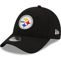 schwarze-gebogene-verstellbare-kinderkappe-9forty-the-league-der-pittsburgh-steelers-nfl-von-new-era