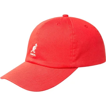 Rote verstellbare gebogene Kappe Washed Baseball Cherry Glow von Kangol
