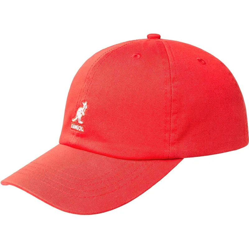 cepur-izliekta-sarkans-regulejama-lente-washed-baseball-cherry-glow-no-kangol