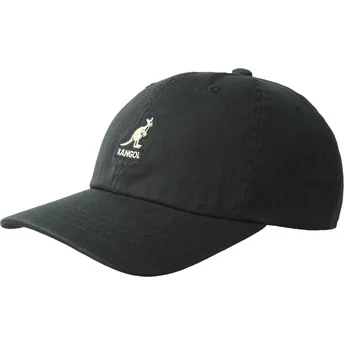 Cepur izliekta melns regulējams Washed Baseball Black no Kangol