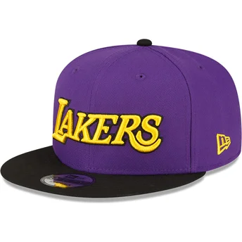 Violette und schwarze flache Snapback-Kappe 9FIFTY Statement der Los Angeles Lakers NBA von New Era
