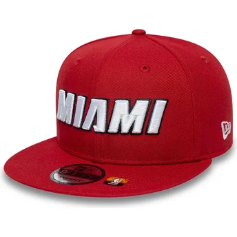 Gorra plana roja snapback 9FIFTY Statement de Miami Heat NBA de New Era