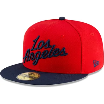 Los Angeles Clippers NBA New Era 59FIFTY Statement rote und marineblaue Fitted Cap