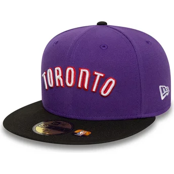 Violette und schwarze anliegende 59FIFTY Classic Flat Cap der Toronto Raptors NBA von New Era