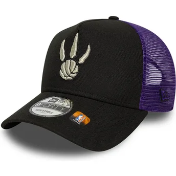 Gorra trucker negra y violeta A Frame Classic de Toronto Raptors NBA de New Era