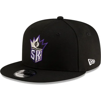 Gorra plana negra snapback 9FIFTY Classic de Sacramento Kings NBA de New Era