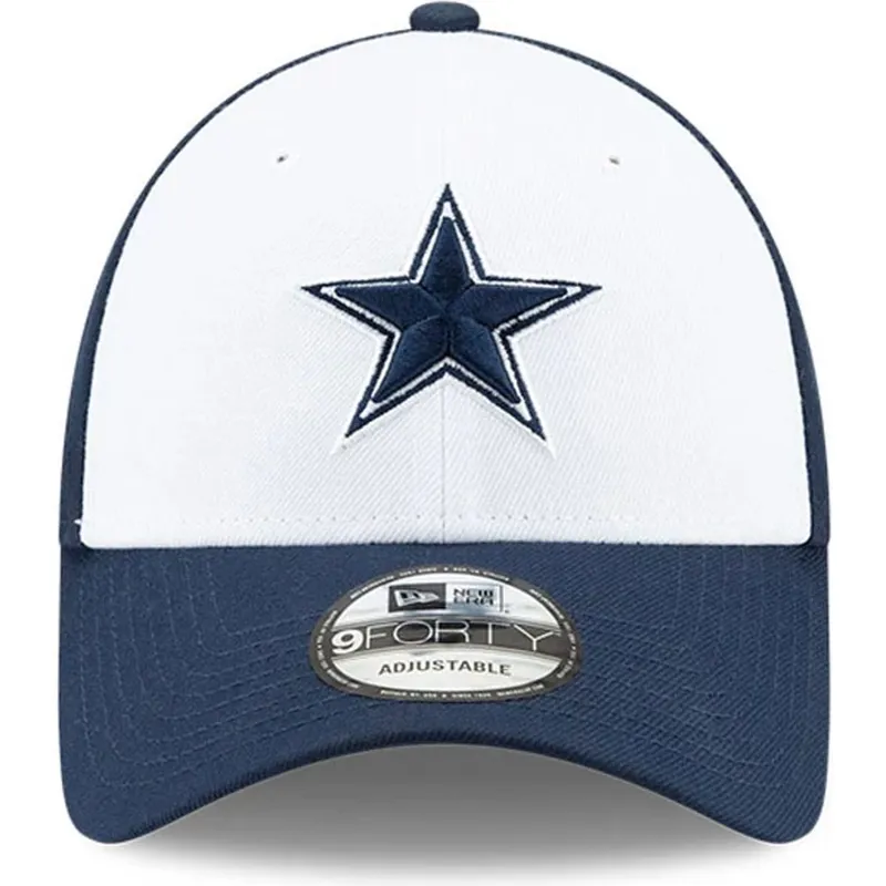 weisse-und-marineblaue-verstellbare-curved-cap-9forty-the-league-dallas-cowboys-nfl-von-new-era