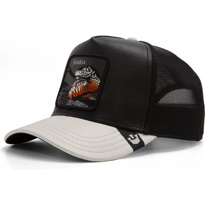 cepur-izliekta-truckeris-melns-snapback-mamba-shleather-snake-the-farm-no-goorin-bros