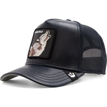 Marineblaue Trucker-Kappe Lone Shleather Wolf The Farm mit Wolf von Goorin Bros.