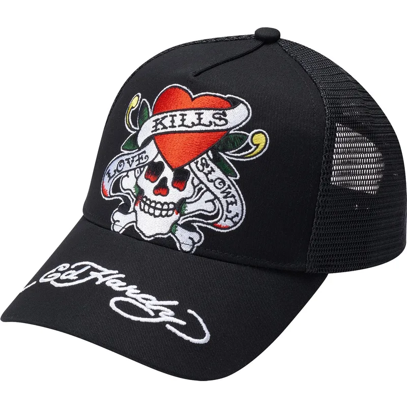 cepur-izliekta-truckeris-melns-snapback-love-kills-slowly-no-ed-hardy