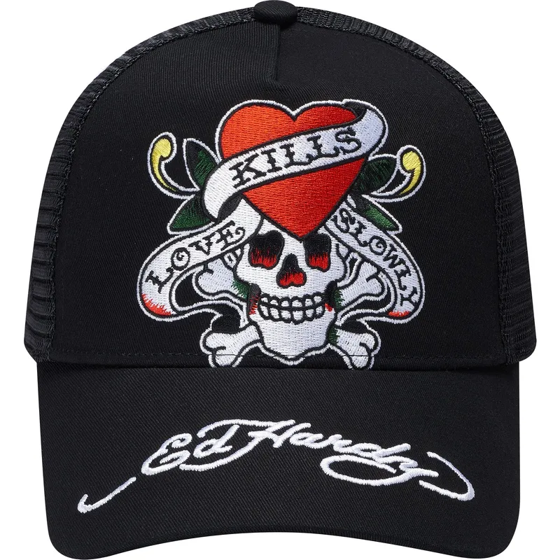 cepur-izliekta-truckeris-melns-snapback-love-kills-slowly-no-ed-hardy