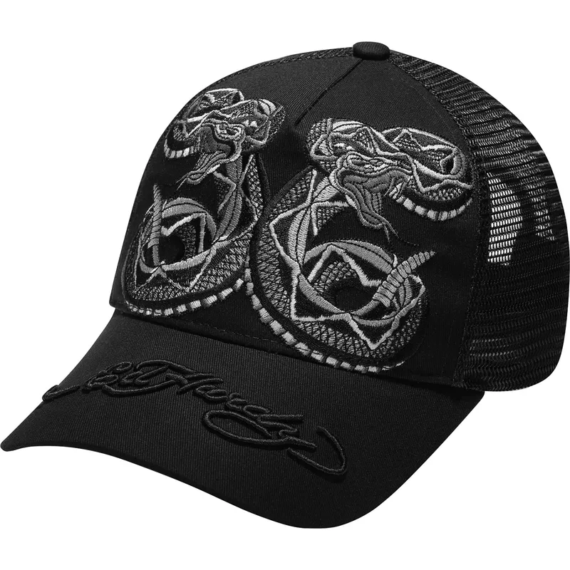 cepur-izliekta-truckeris-melns-snapback-duo-black-snake-no-ed-hardy
