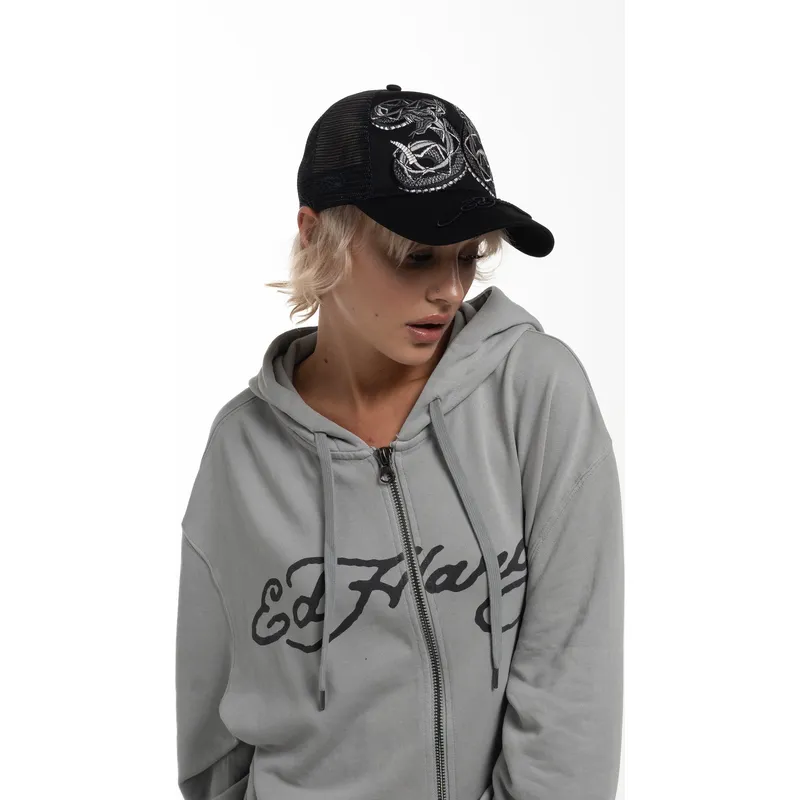 cepur-izliekta-truckeris-melns-snapback-duo-black-snake-no-ed-hardy
