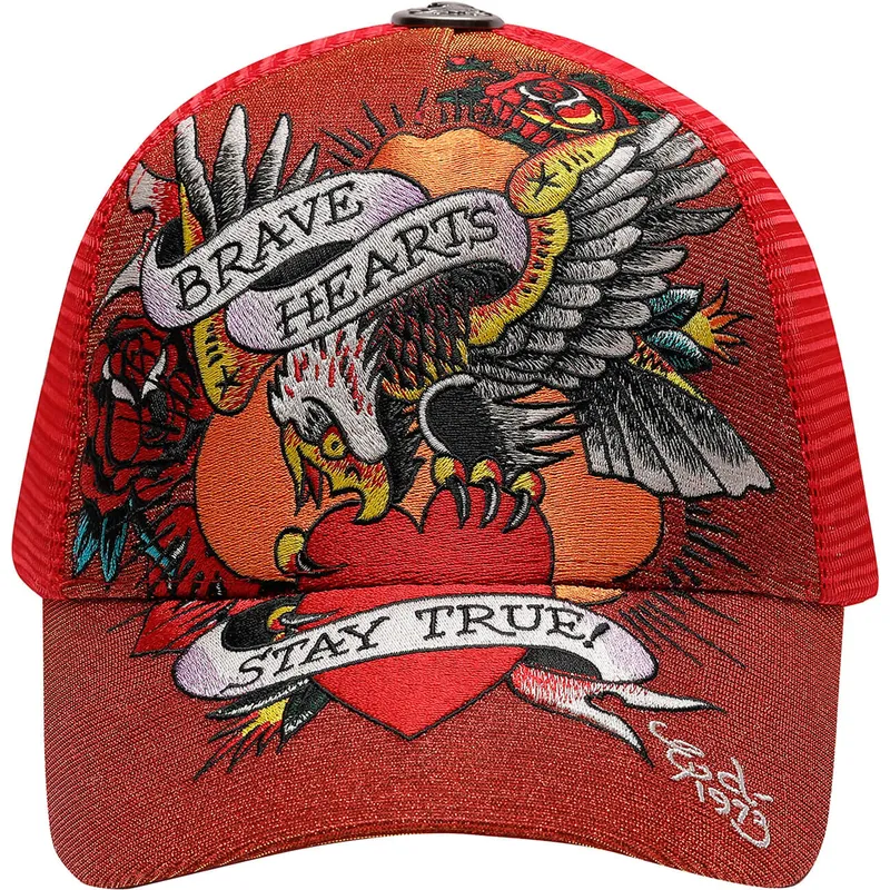cepur-izliekta-truckeris-sarkans-snapback-brave-hearts-no-ed-hardy