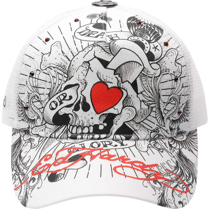 cepur-izliekta-truckeris-balts-snapback-death-or-glory-no-ed-hardy