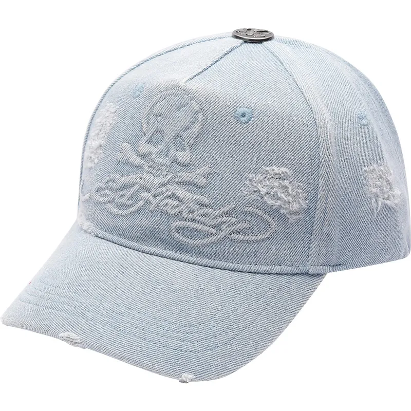 cepur-izliekta-zils-regulejams-denim-embossed-skull-no-ed-hardy