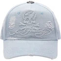 cepur-izliekta-zils-regulejams-denim-embossed-skull-no-ed-hardy