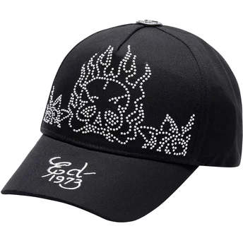 Cepur izliekta melns regulējama lente Flaming Skull no Ed Hardy