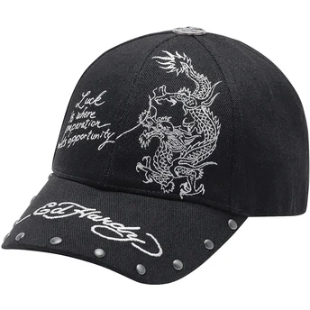 Svart justerbar kurvad keps Lucky Dragon från Ed Hardy