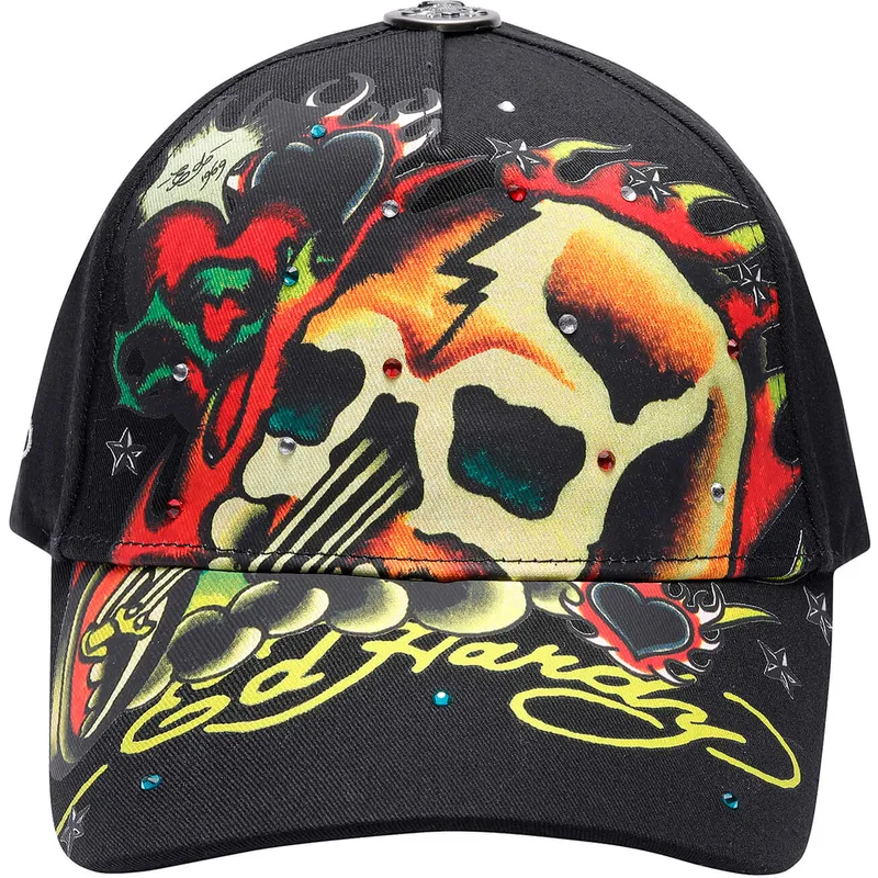 schwarze-verstellbare-curved-cap-skull-chopper-von-ed-hardy