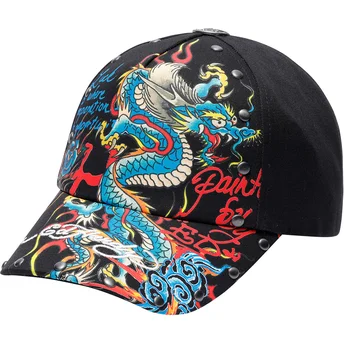 Gorra curva negra ajustable Blue Dragon de Ed Hardy