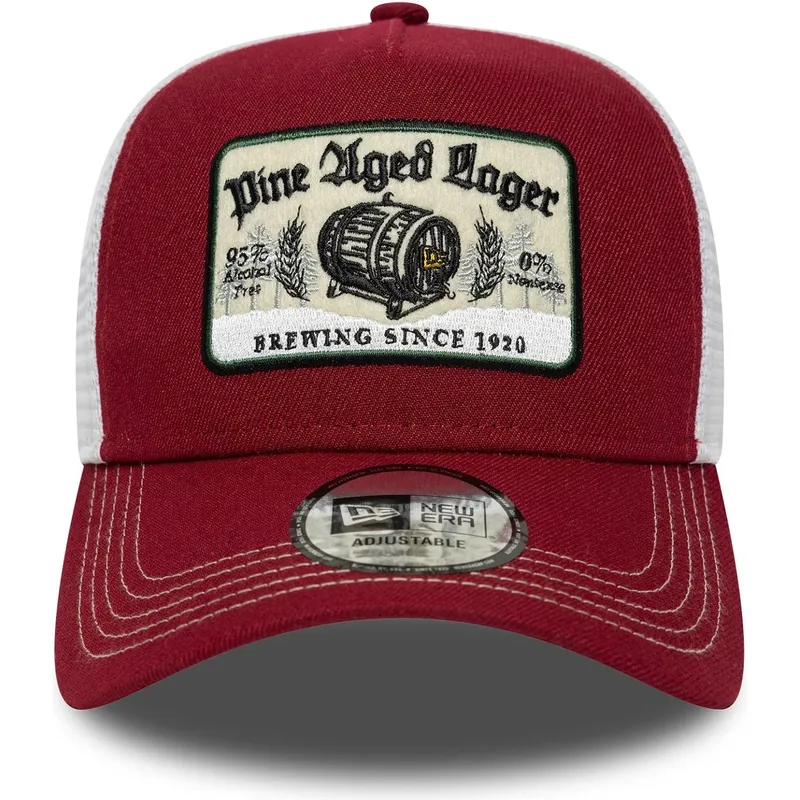 rote-und-weisse-trucker-kappe-9forty-a-frame-vintage-pine-aged-lager-von-new-era