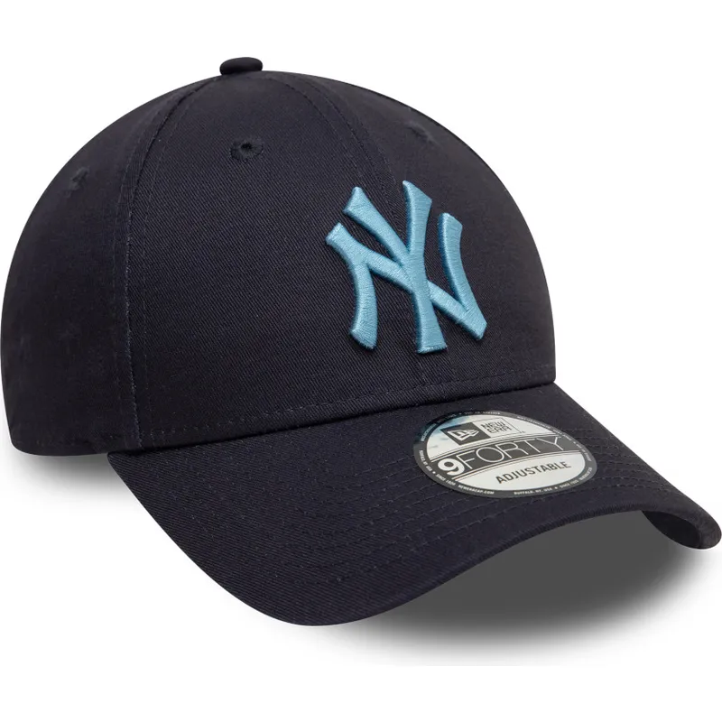 marineblaue-verstellbare-curved-cap-mit-blauem-logo-9forty-league-essential-der-new-york-yankees-mlb-von-new-era