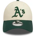 9forty-colour-block-verstellbare-beige-und-grune-kappe-der-oakland-athletics-mlb-von-new-era