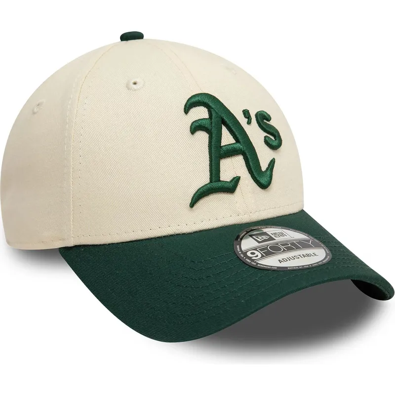 gorra-curva-beige-y-verde-ajustable-9forty-colour-block-de-oakland-athletics-mlb-de-new-era