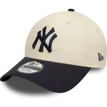 Böjd beige och marinblå justerbar keps 9FORTY Colour Block från New York Yankees MLB av New Era