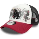 los-angeles-dodgers-mlb-dragon-9forty-a-frame-graphic-weisse-schwarze-und-rote-trucker-kappe-von-new-era