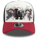 los-angeles-dodgers-mlb-dragon-9forty-a-frame-graphic-weisse-schwarze-und-rote-trucker-kappe-von-new-era