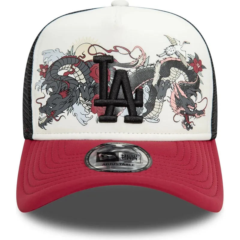 gorra-trucker-blanca-negra-y-roja-9forty-a-frame-graphic-de-los-angeles-dodgers-mlb-dragon-de-new-era
